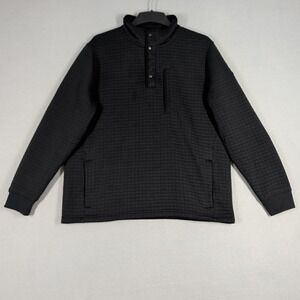 Vineyard Vines Pullover Mens XL Black Performance Quilted Snap Mock Neck Sweater